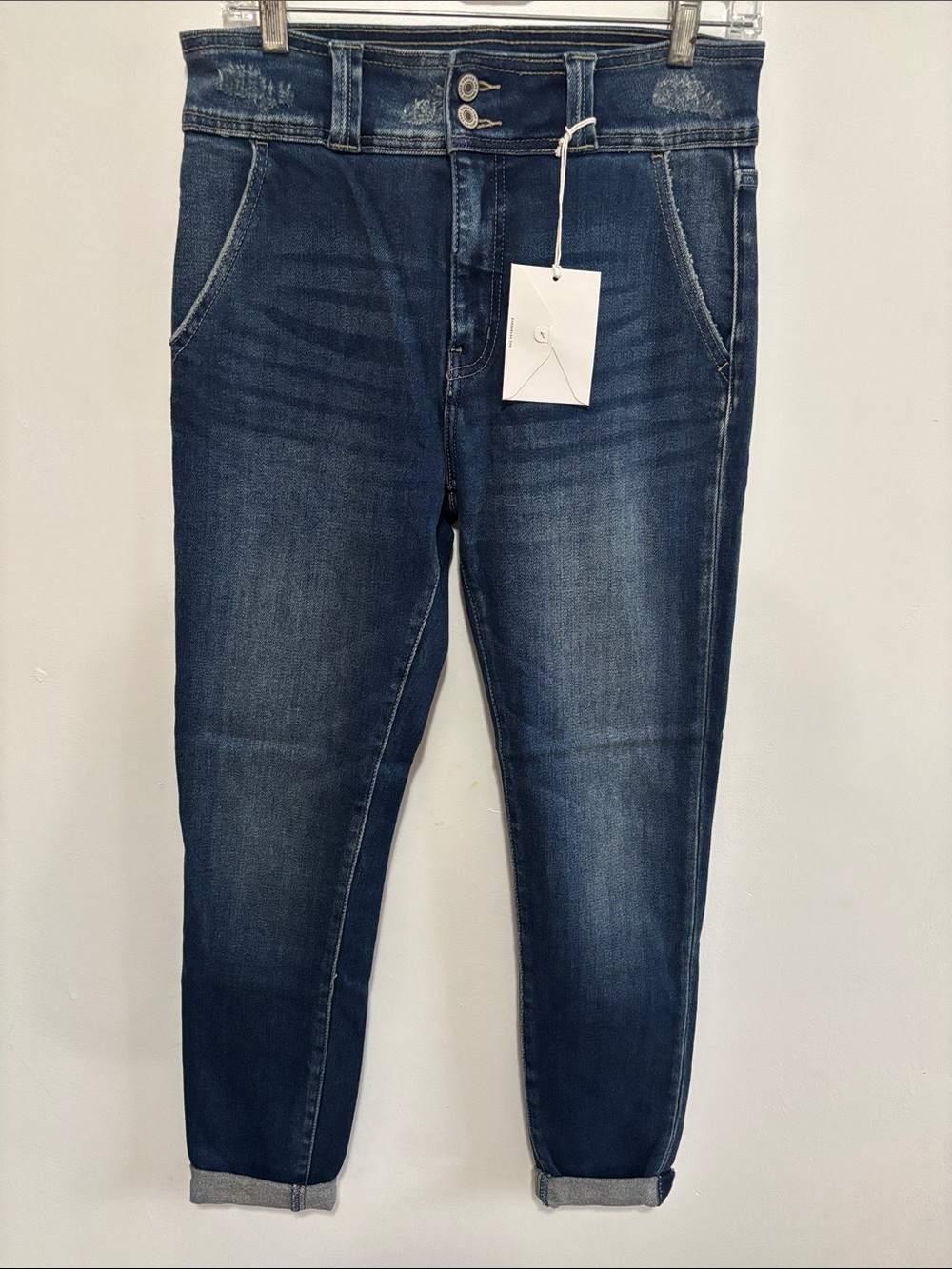 NWT KanCan Felicia High Rise Double Button Skinny Jeans Cuffed Hem Size 9/28